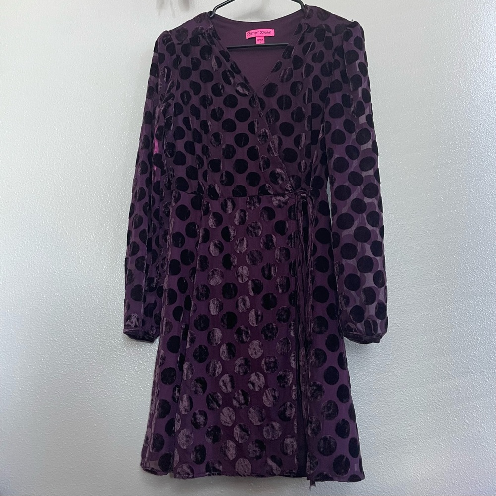 Betsey Johnson Purple Wrap Dress with Bishop Sleeves
